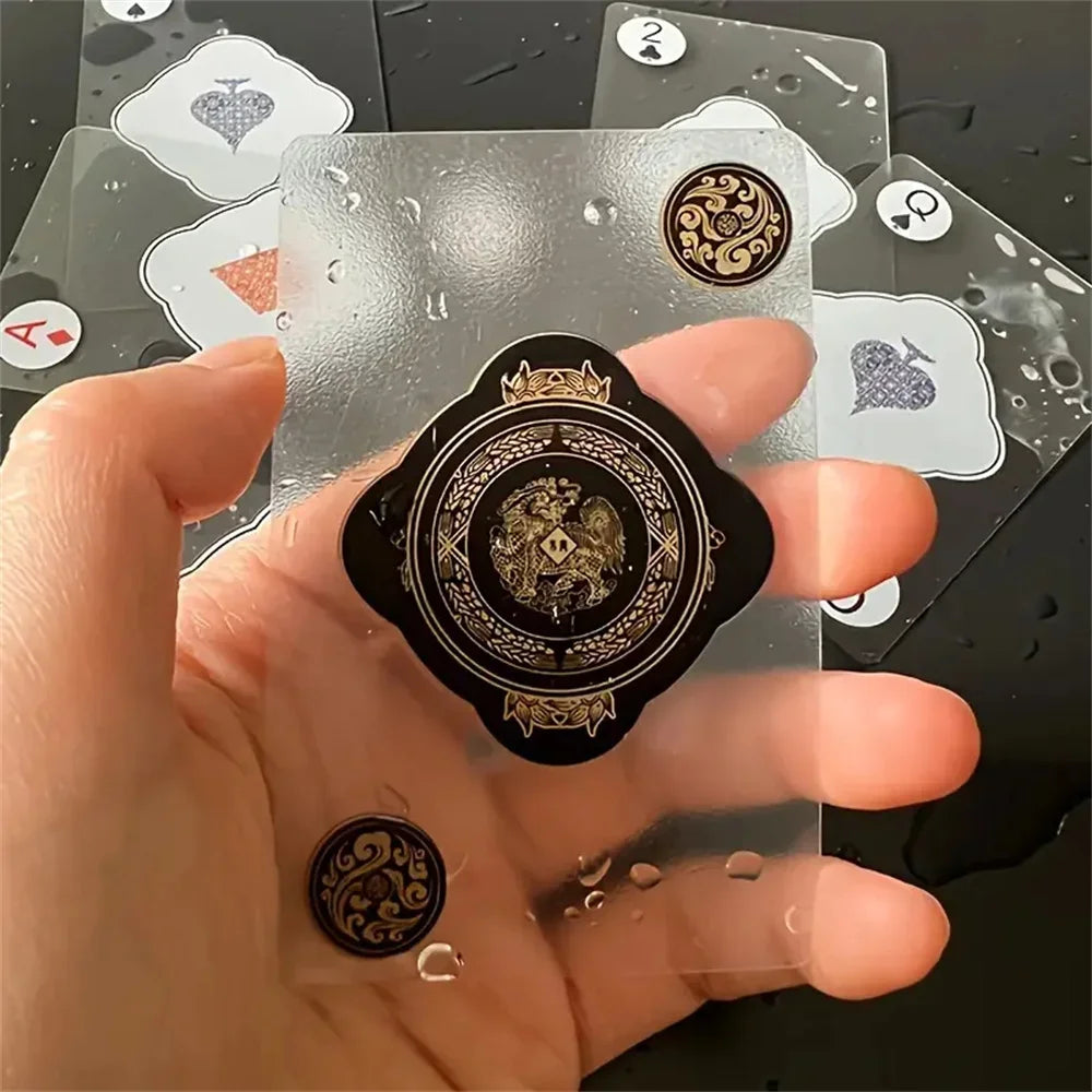 Jeu de cartes à jouer en PVC transparent et étanche pour poker et jeux de cartes avec boîte durable, idéal pour le blackjack et l'euchr