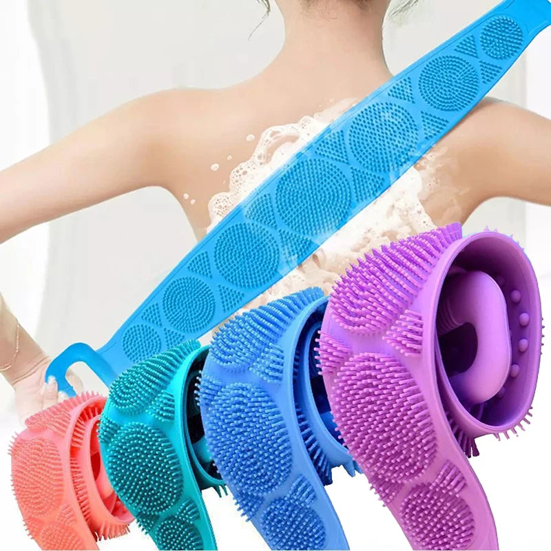 Éponge corporelle en silicone exfoliante pour le dos, massage et gommage, accessoire de bain complet, écologique et antidérapante pour la douche.