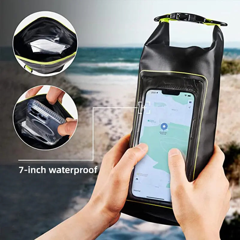 Sac étanche 2 L avec écran tactile pour randonnée, rafting, surf, kayak, sports de plein air, équipement de camping, XA394Q