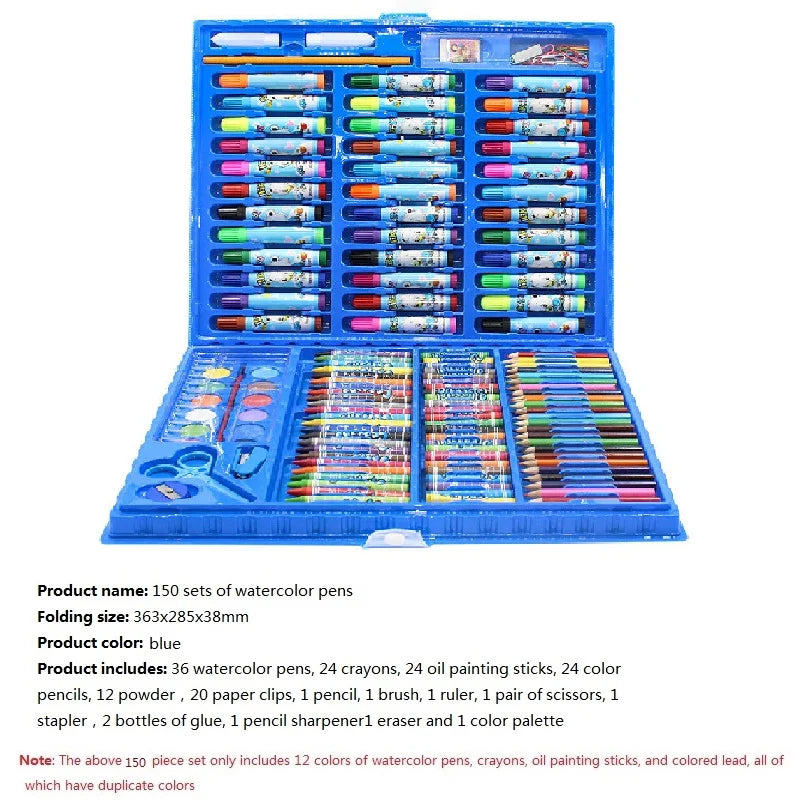Ensemble complet de pinceaux pour enfants, 42/68/86/150/168/208 pièces, crayons aquarelle avec planche à dessin, fournitures artistiques pour enfants, cadeaux