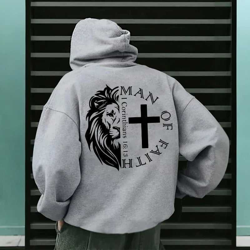 Sweats à capuche style Jésus-Christ 2025 Automne Hiver Nouveauté Sweats à capuche à manches longues Homme Off Faith Lion Imprimé Sweat à capuche Vêtements d'extérieur