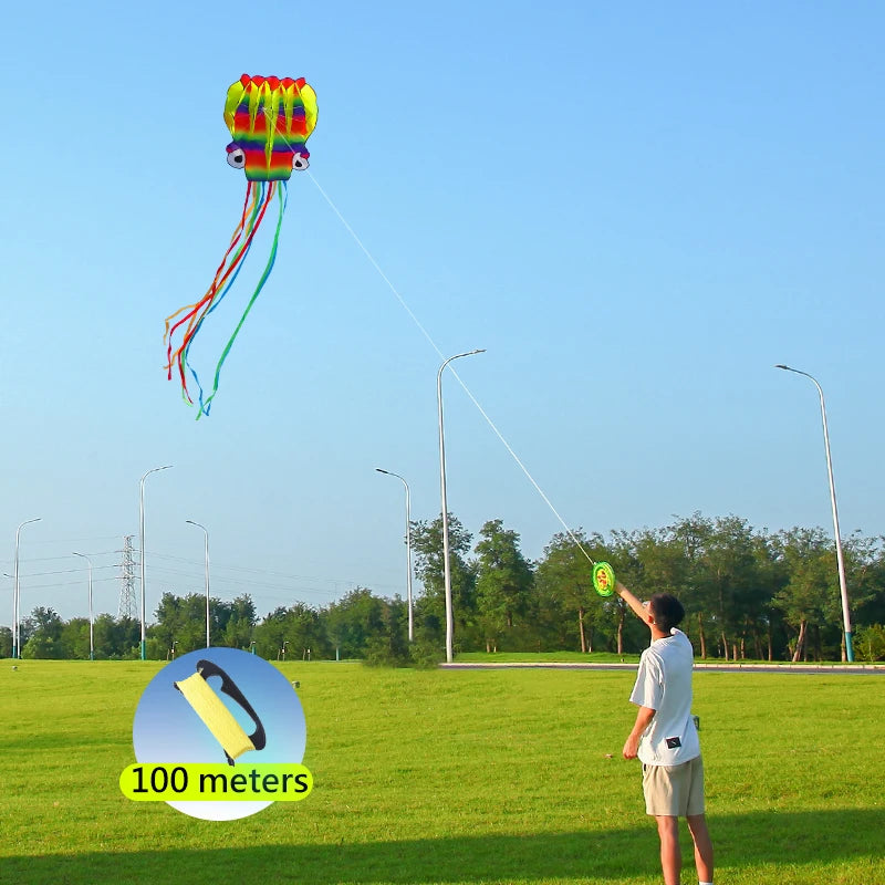 Cerf-volant géant en forme de pieuvre 3D, 5 m, avec ligne de pneu de 100 m, cerfs-volants géants en forme de pieuvre, jouets d'extérieur pour adultes