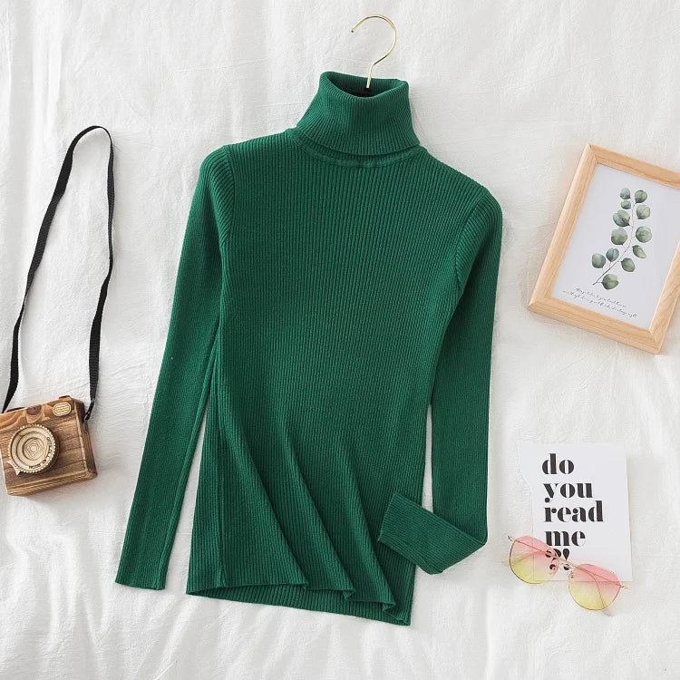 Pull col roulé en cachemire pour femme, tricoté, doux et basique, style décontracté, idéal pour l'automne et l'hiver