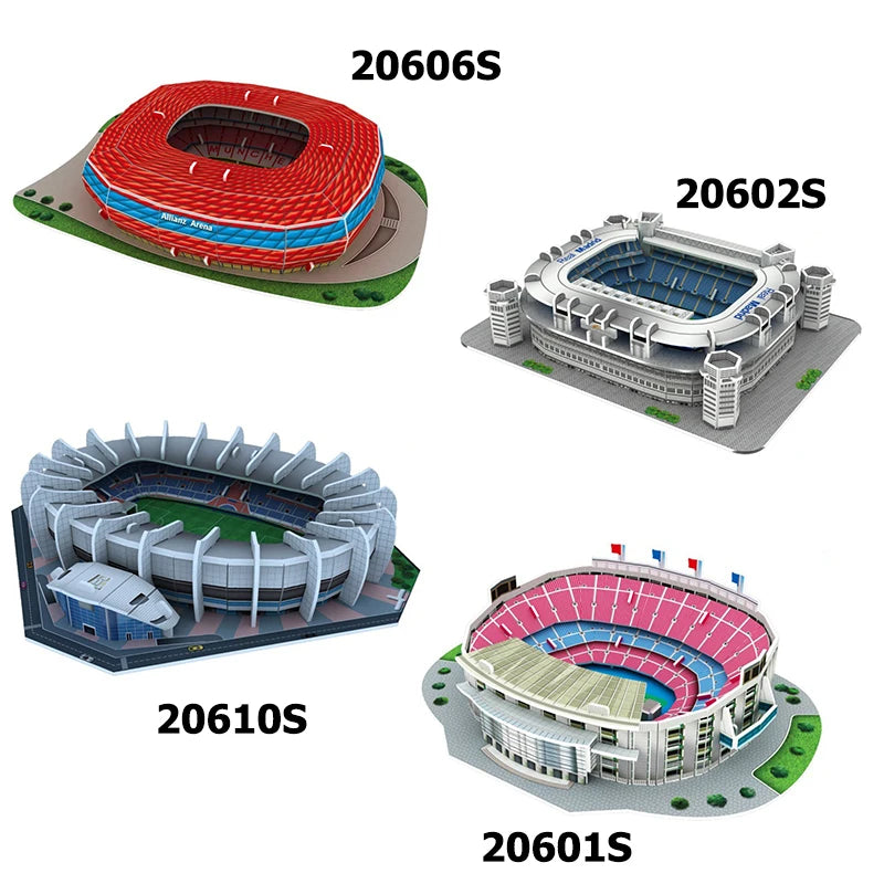 Terrain de football miniature 3D, puzzle à faire soi-même, stades de renommée mondiale, modèles de jeux de football, jouets périphériques, cadeaux d'anniversaire pour fans, DDJ