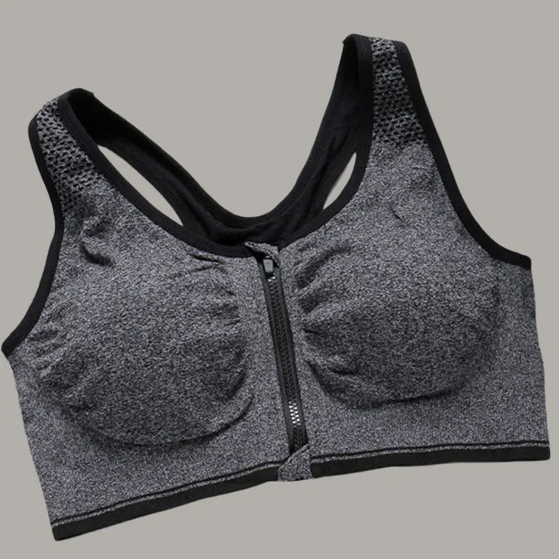 Soutien-gorge de sport à fermeture éclair sur le devant, gilet de fitness, de course à pied, respirant, absorbant les chocs, pour femmes, soutien-gorge push-up, tailles S à 4XL