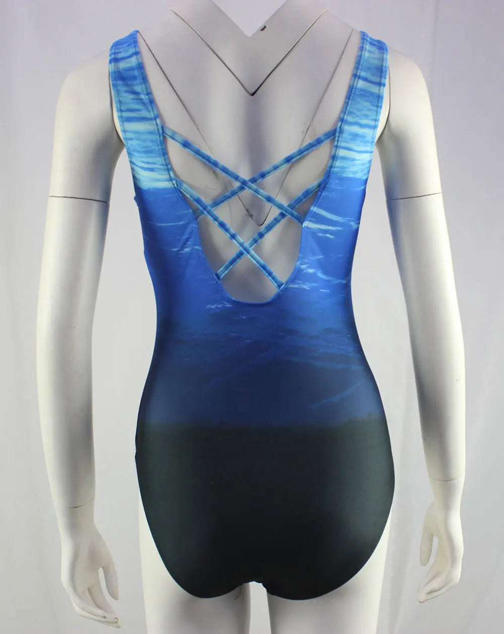 Maillot de bain une pièce dos nu sexy pour femme, imprimé dégradé, accessoires de natation, tailles S à 2XL