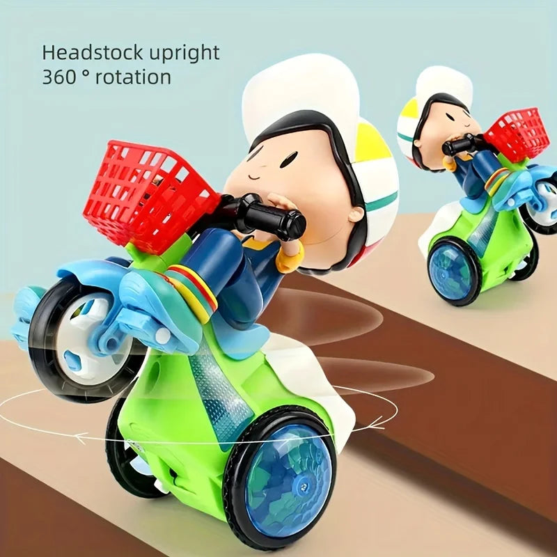 Robots jouets pour enfants, voitures de cascade rotatives, tricycles électriques dansants, motos pour enfants, jouets de dessin animé, jouets interactifs avec musique et lumière