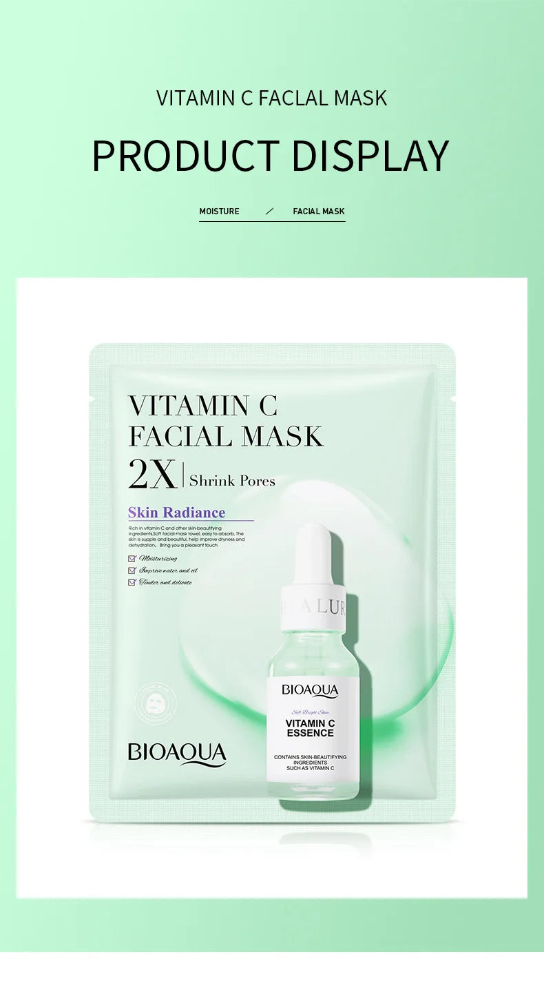 Lot de 20 masques visage BIOAQUA Centella Collagène, hydratants et rafraîchissants, à l'acide hyaluronique, produits de soins pour la peau
