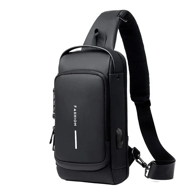Sac bandoulière homme de marque, en cuir PU, style classique antivol, multifonctionnel.