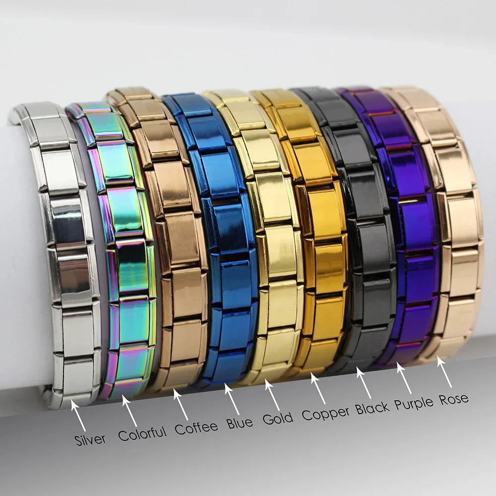 Beau bracelet femmes 9mm largeur,  bracelet à breloques élastique italien mode bracelet en acier inoxydable ST-