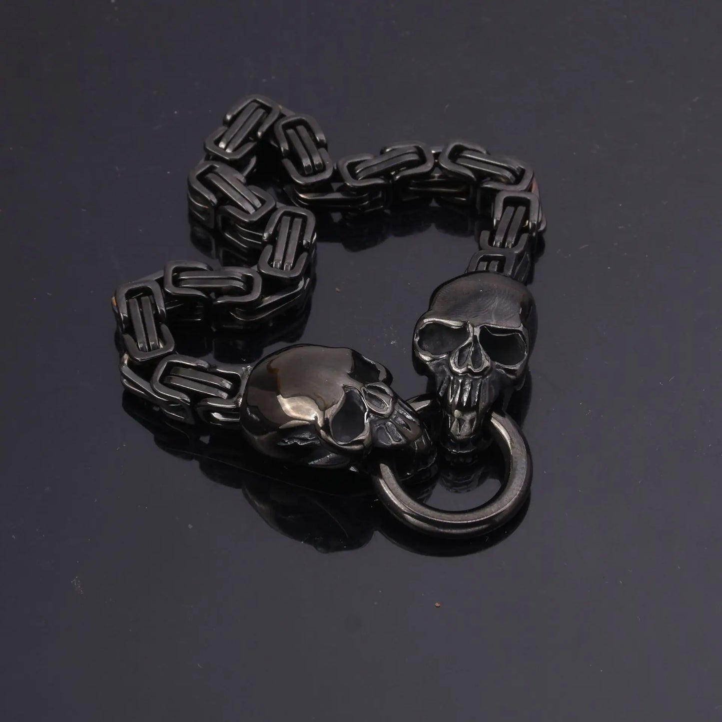Bracelet inoxydable avec tête de mort pour homme, bijou gothique à breloques, idéal comme cadeau