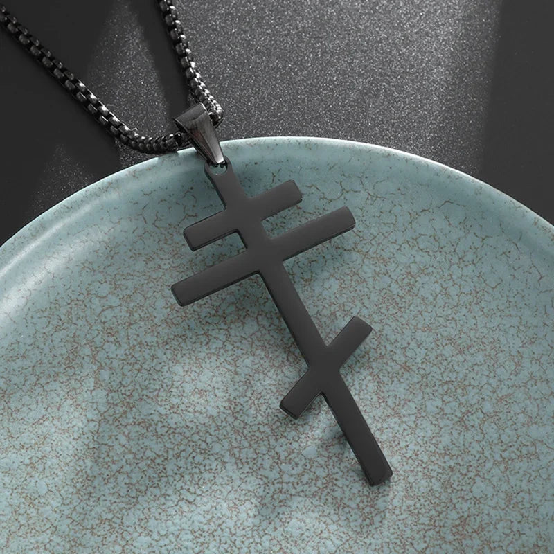 Collier pendentif croix de Saint Benoît Jésus pour hommes et femmes, amulette religieuse chrétienne catholique en acier inoxydable