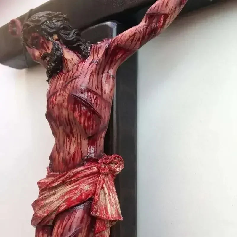 Statue de Jésus en résine, 20 cm, crucifix mural, décoration de maison, de chambre, d'église, décoration murale à suspendre pour fête