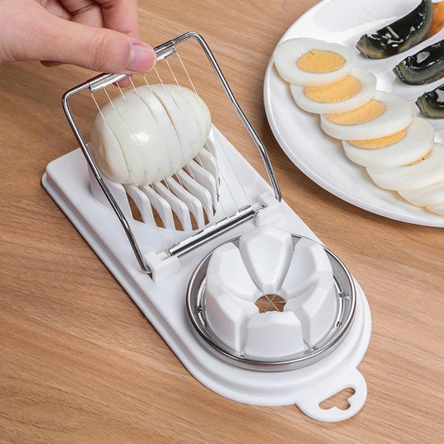 Coupe-œufs multifonctionnel avec base en PP et fil d'acier inoxydable 2 en 1, pour suspendre les œufs. Accessoires de cuisine de haute qualité.