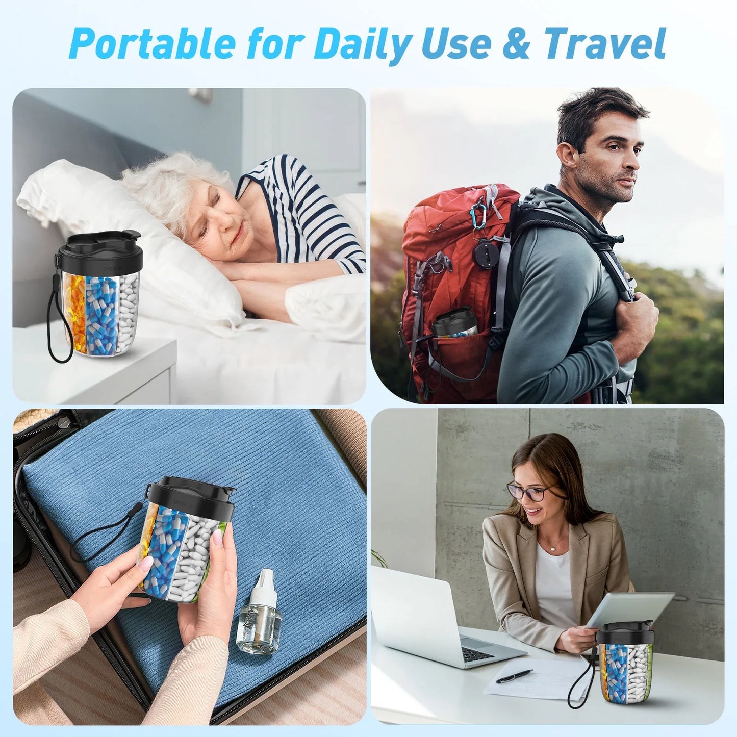 Pilulier de Voyage Grande Capacité – 7 Compartiments pour Vitamines, Gélules et Compléments Quotidiens