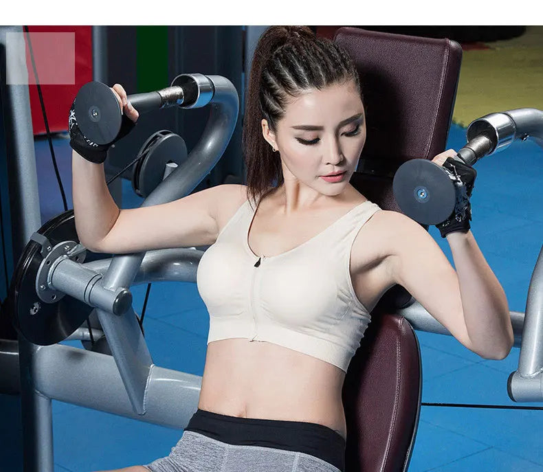 Soutien-gorge de sport à fermeture éclair sur le devant, gilet de fitness, de course à pied, respirant, absorbant les chocs, pour femmes, soutien-gorge push-up, tailles S à 4XL