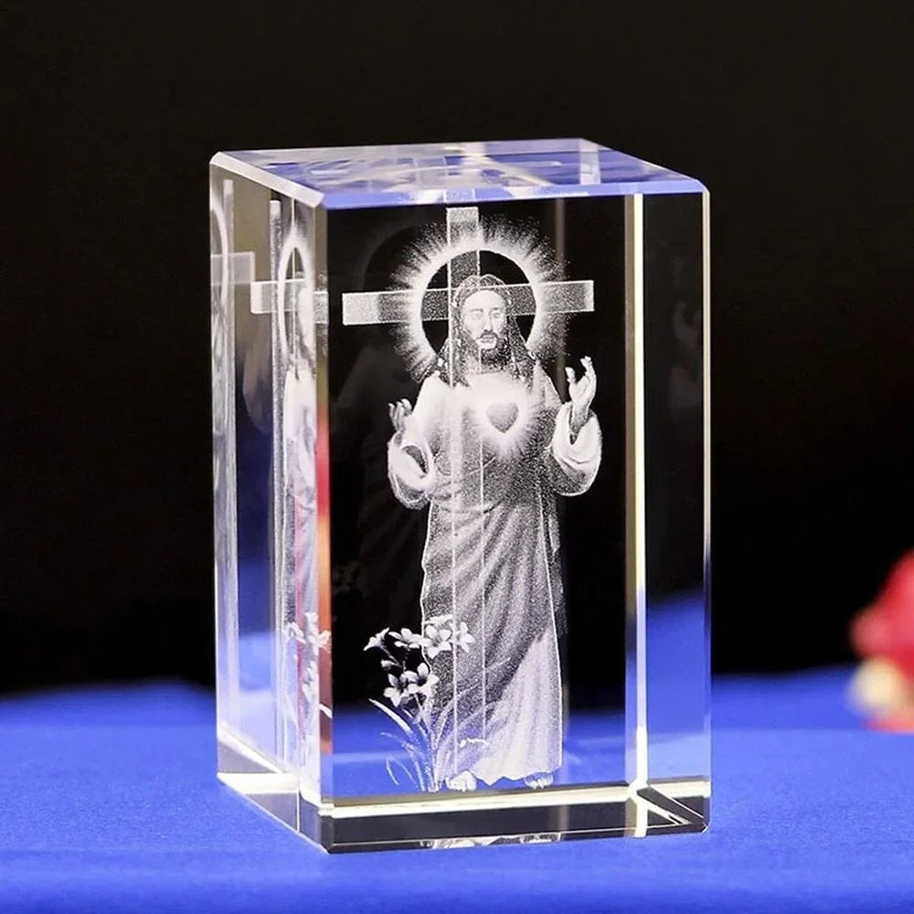 Types de portraits de Jésus catholique chrétien en cristal, ornements créatifs en croix sculptée en 3D, accessoires de décoration pour la maison, décor moderne