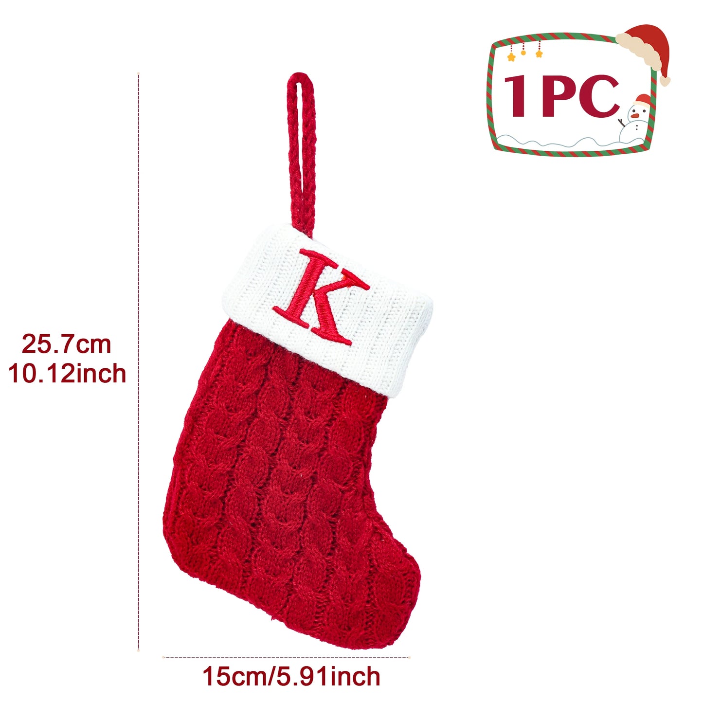 Chaussettes de Noël tricotées avec flocons de neige et lettres, décoration de Noël 2025 pour la maison, ornement pour sapin de Noël, cadeau pour Noël 2026