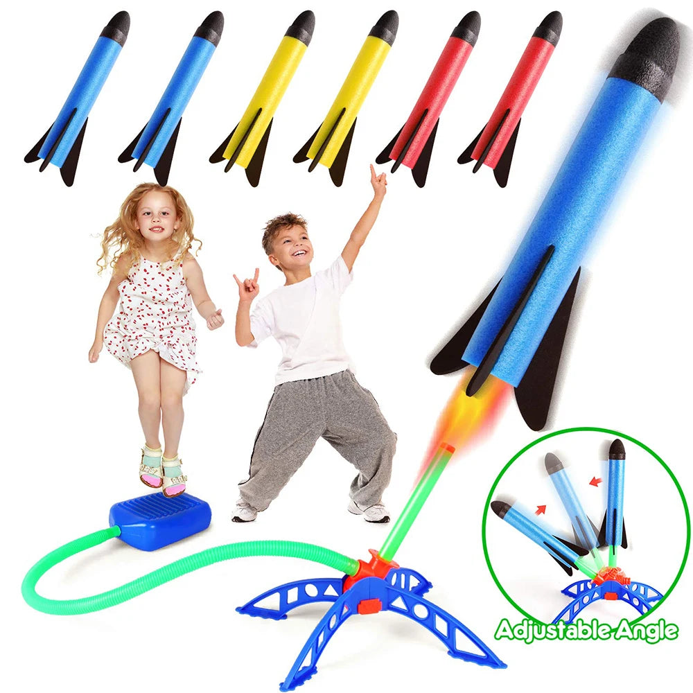 Lanceur de fusée à air comprimé à pédale pour extérieur, jouet fusée volante pour enfants, combinaison de saut, jeu de sport, cadeau pour enfants