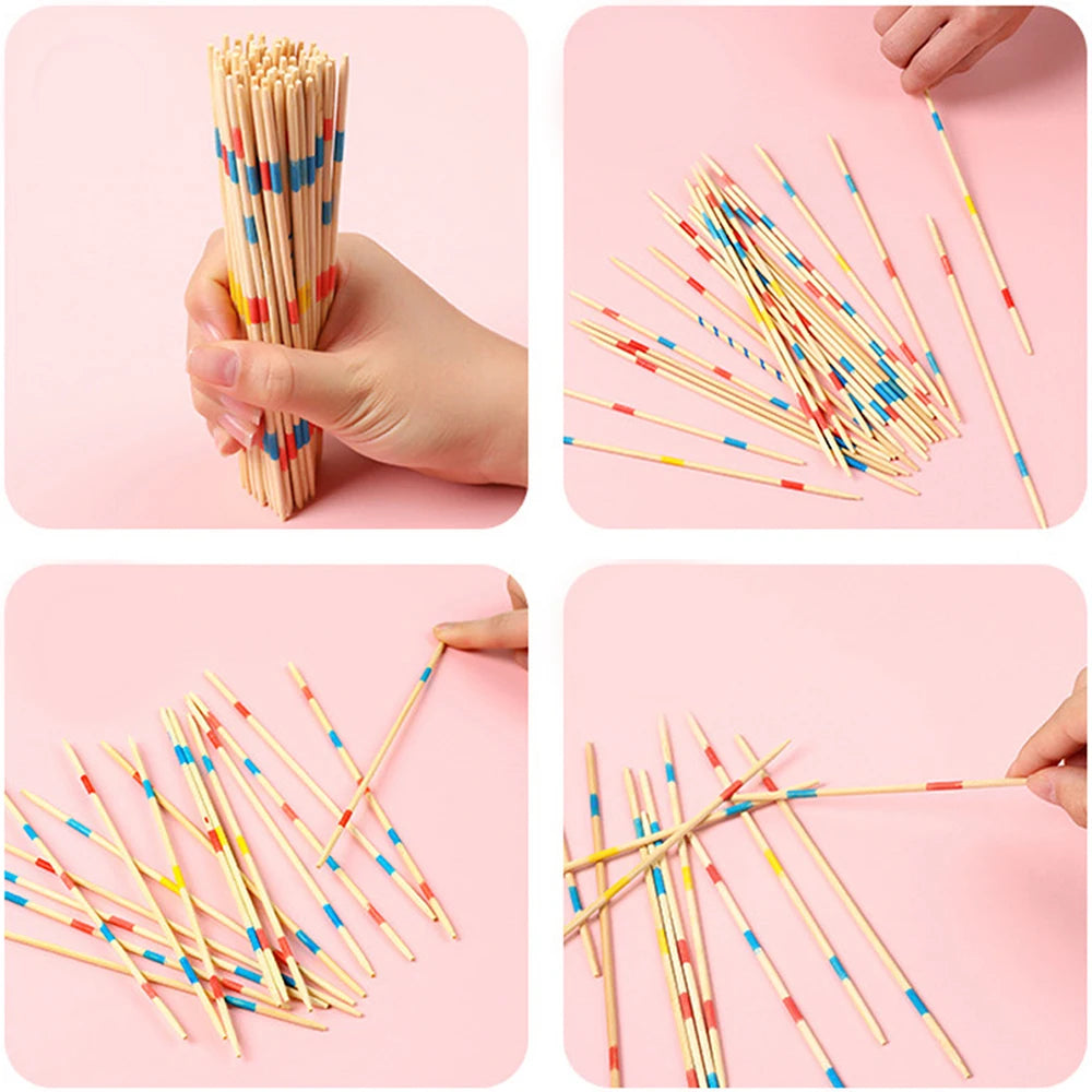 Jeu de table Pick Up Sticks Jeu de ramassage classique en bois Mikado Spiel pour adultes et enfants Jeu de fête amusant en famille