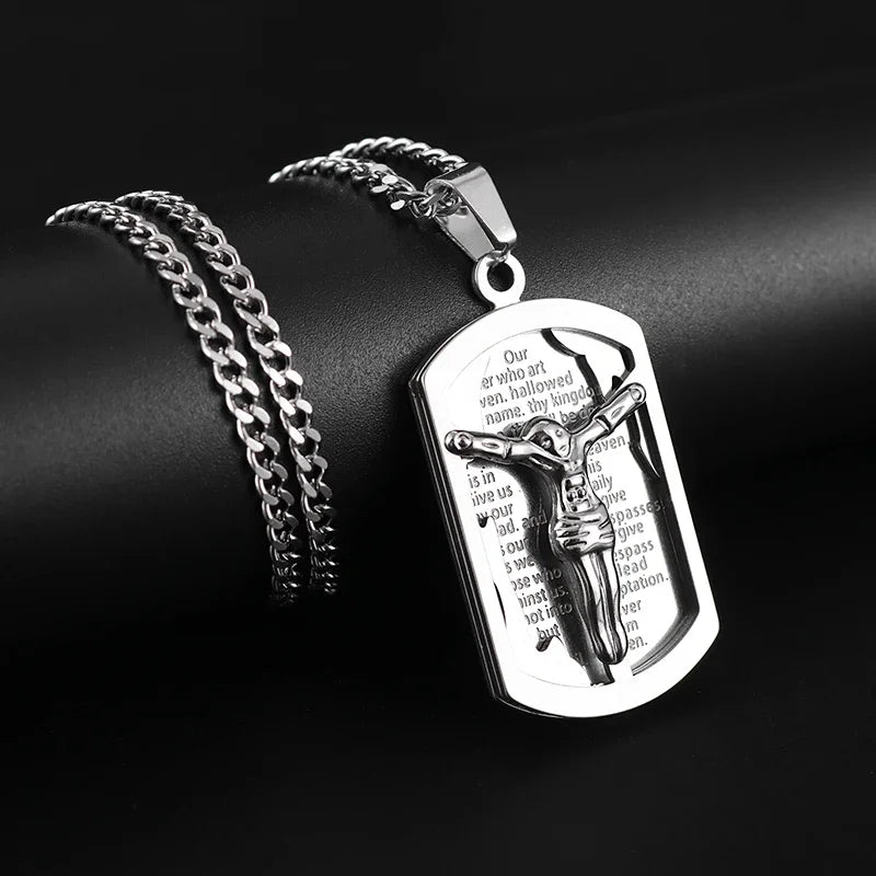 Collier pendentif croix de Saint Benoît Jésus pour hommes et femmes, amulette religieuse chrétienne catholique en acier inoxydable
