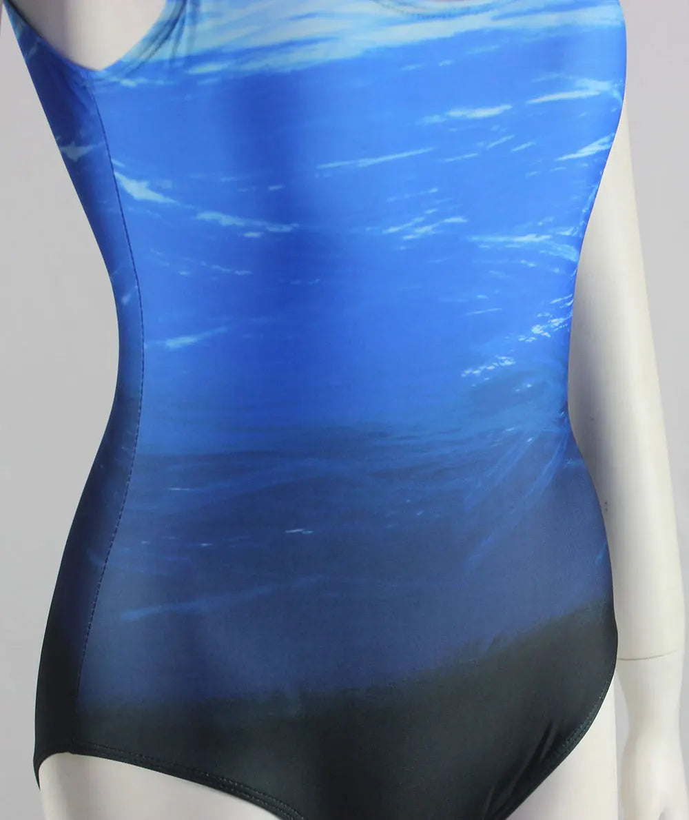 Maillot de bain une pièce dos nu sexy pour femme, imprimé dégradé, accessoires de natation, tailles S à 2XL