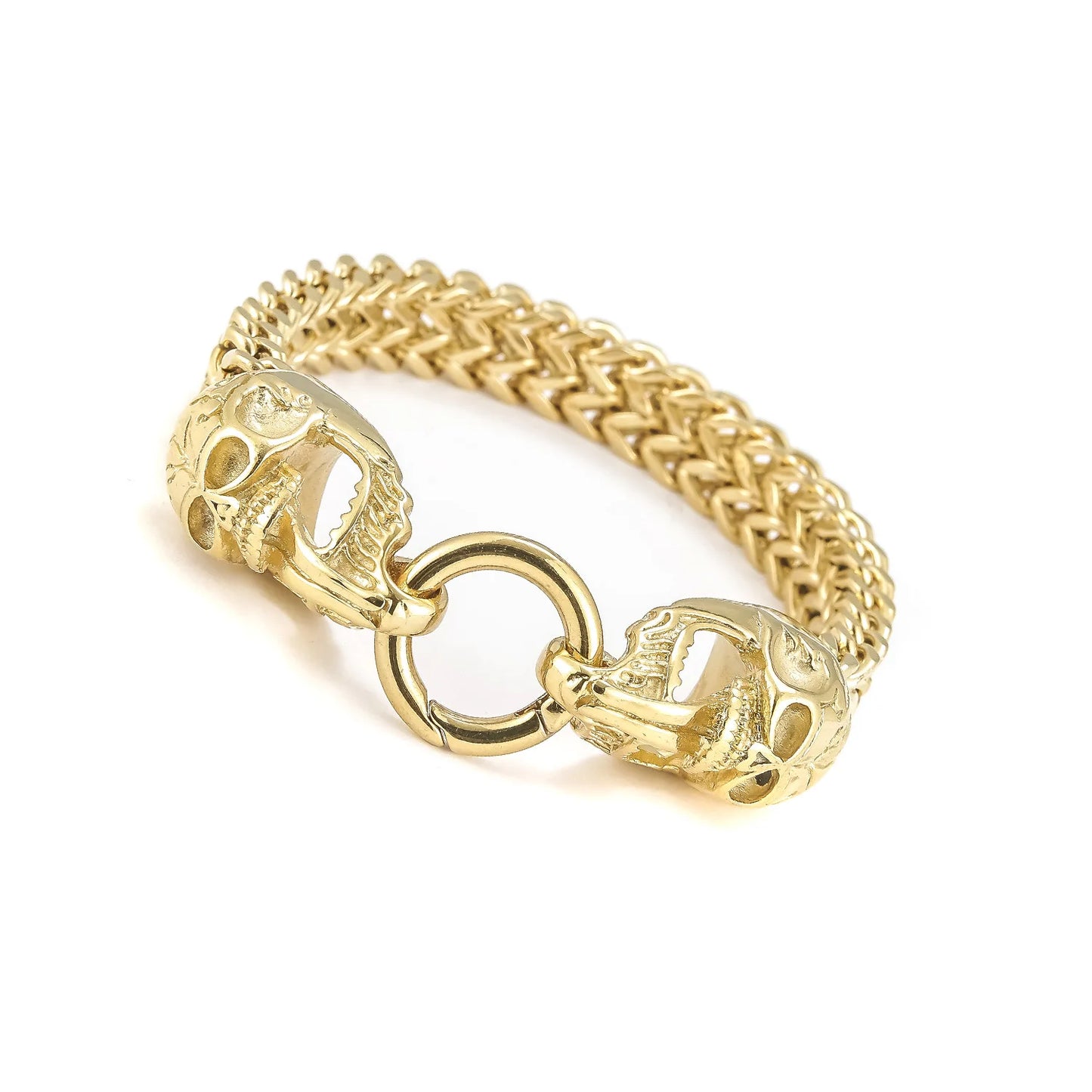 Bracelet inoxydable avec tête de mort pour homme, bijou gothique à breloques, idéal comme cadeau