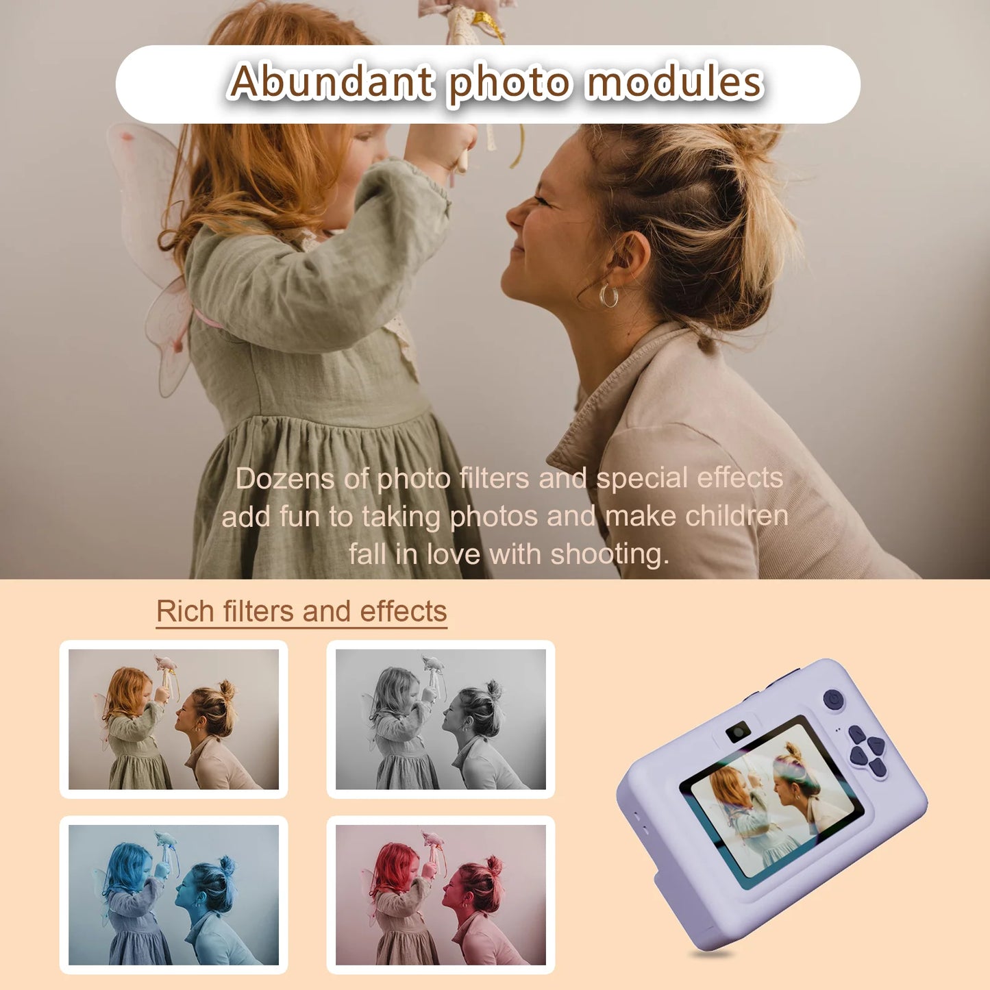 Appareil photo numérique pour enfants, mini imprimante portable, impression thermique instantanée, appareil photo pour enfants, vidéo HD 2,8 pouces, jouet, cadeaux