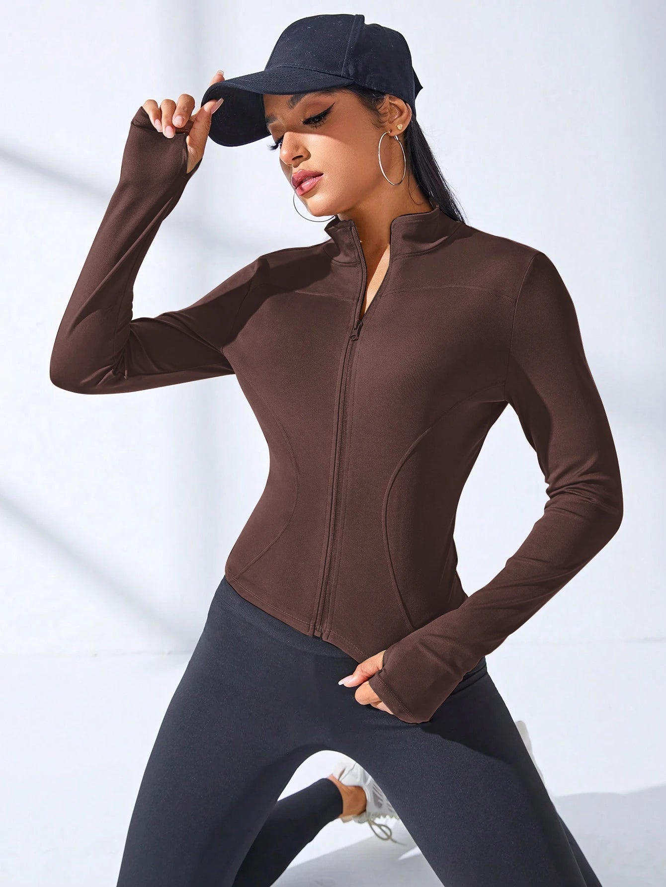 Veste de yoga courte et amincissante pour femme, vêtement de sport, avec fermeture éclair