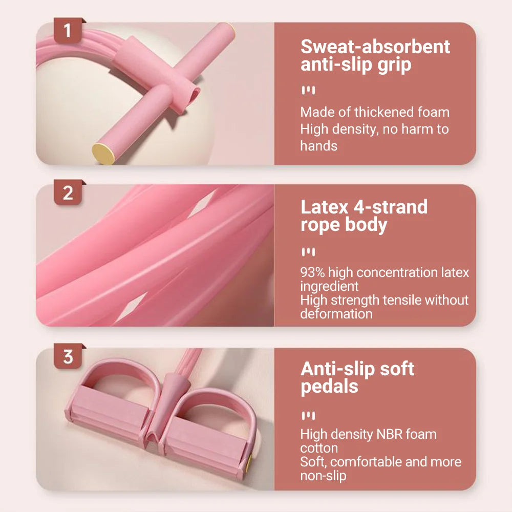 Bande de résistance multifonction à 6 tubes, corde de tension, bandes de fitness, pédale de yoga élastique à 6 tubes pour exercices sportifs en salle de sport