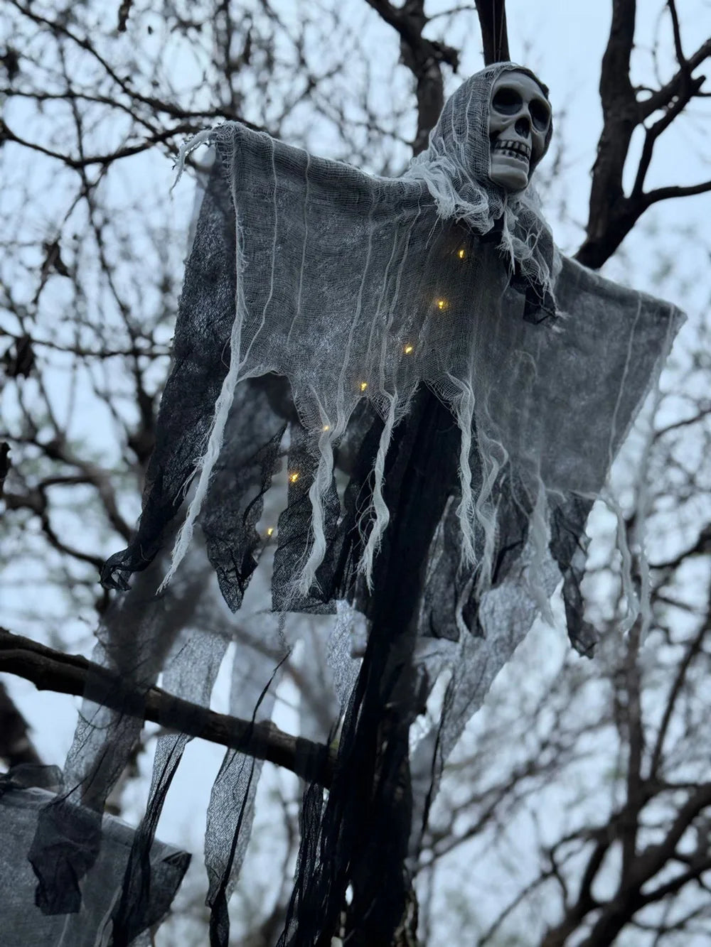 1 pièce de décoration fantôme squelette d'Halloween avec LED, guirlande lumineuse LED pour décoration d'Halloween, pour une utilisation en extérieur dans les jardins