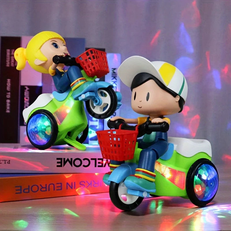 Robots jouets pour enfants, voitures de cascade rotatives, tricycles électriques dansants, motos pour enfants, jouets de dessin animé, jouets interactifs avec musique et lumière