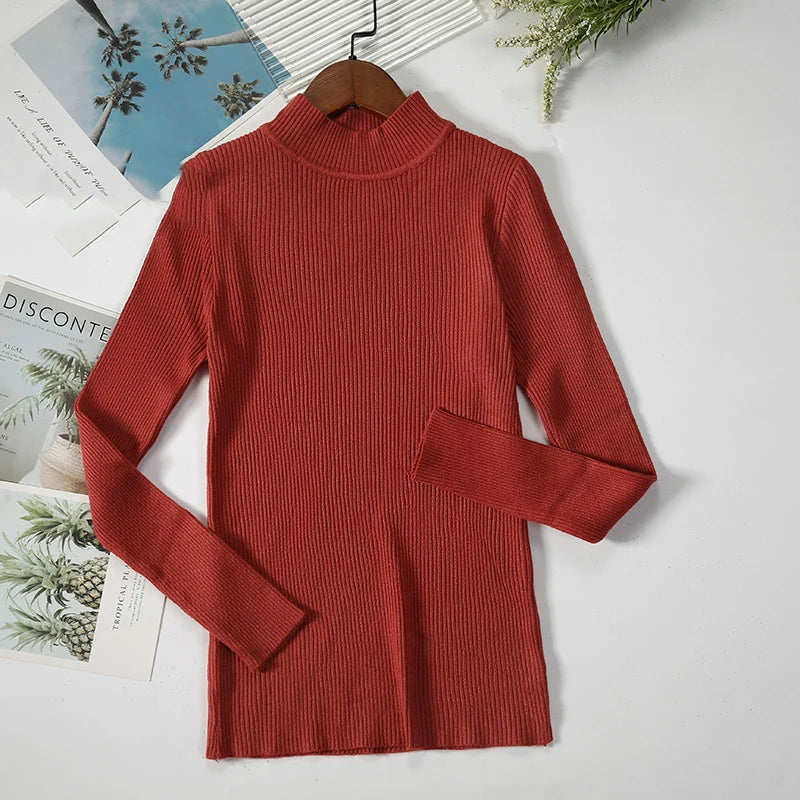 Pull col roulé en cachemire pour femme, tricoté, doux et basique, style décontracté, idéal pour l'automne et l'hiver