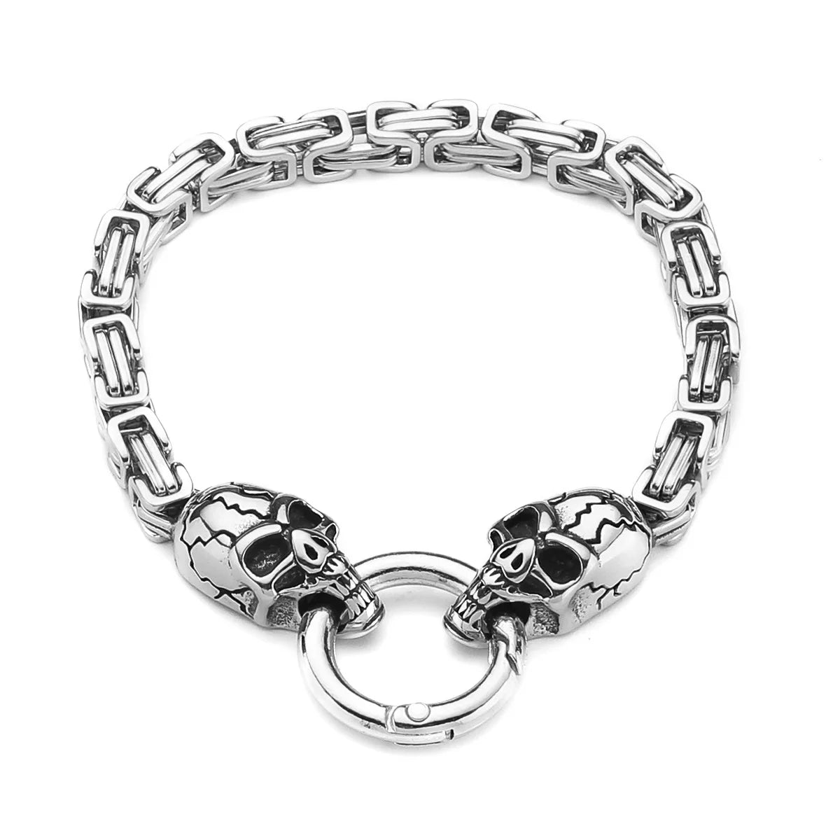 Bracelet inoxydable avec tête de mort pour homme, bijou gothique à breloques, idéal comme cadeau