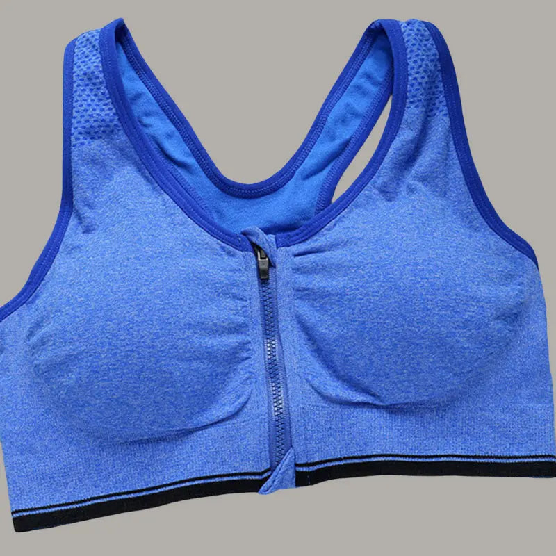 Soutien-gorge de sport à fermeture éclair sur le devant, gilet de fitness, de course à pied, respirant, absorbant les chocs, pour femmes, soutien-gorge push-up, tailles S à 4XL
