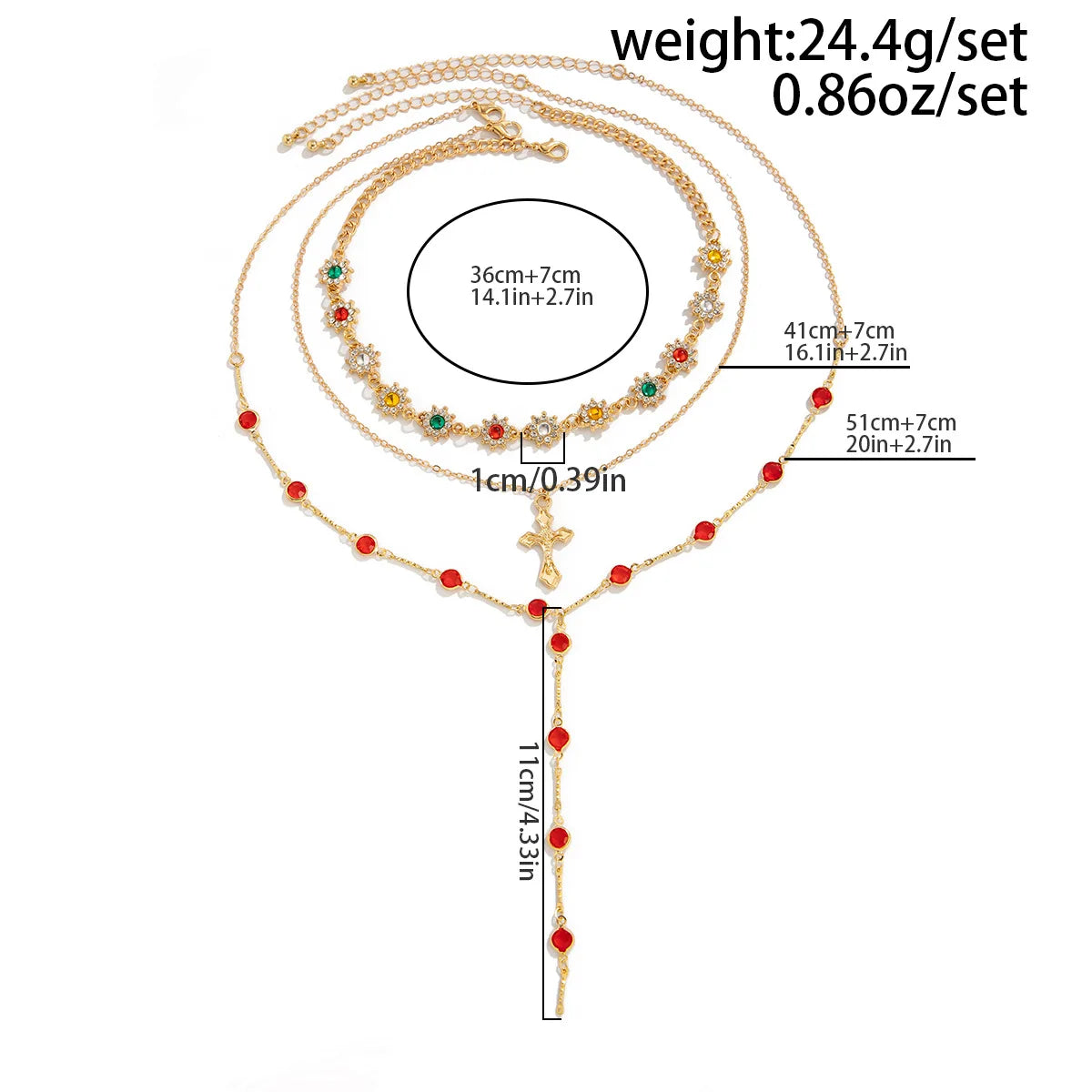 Collier ras du cou simple avec pendentif croix de Jésus pour femme, chaîne en cristal coloré tendance, bijoux chrétiens, cadeau, 2025