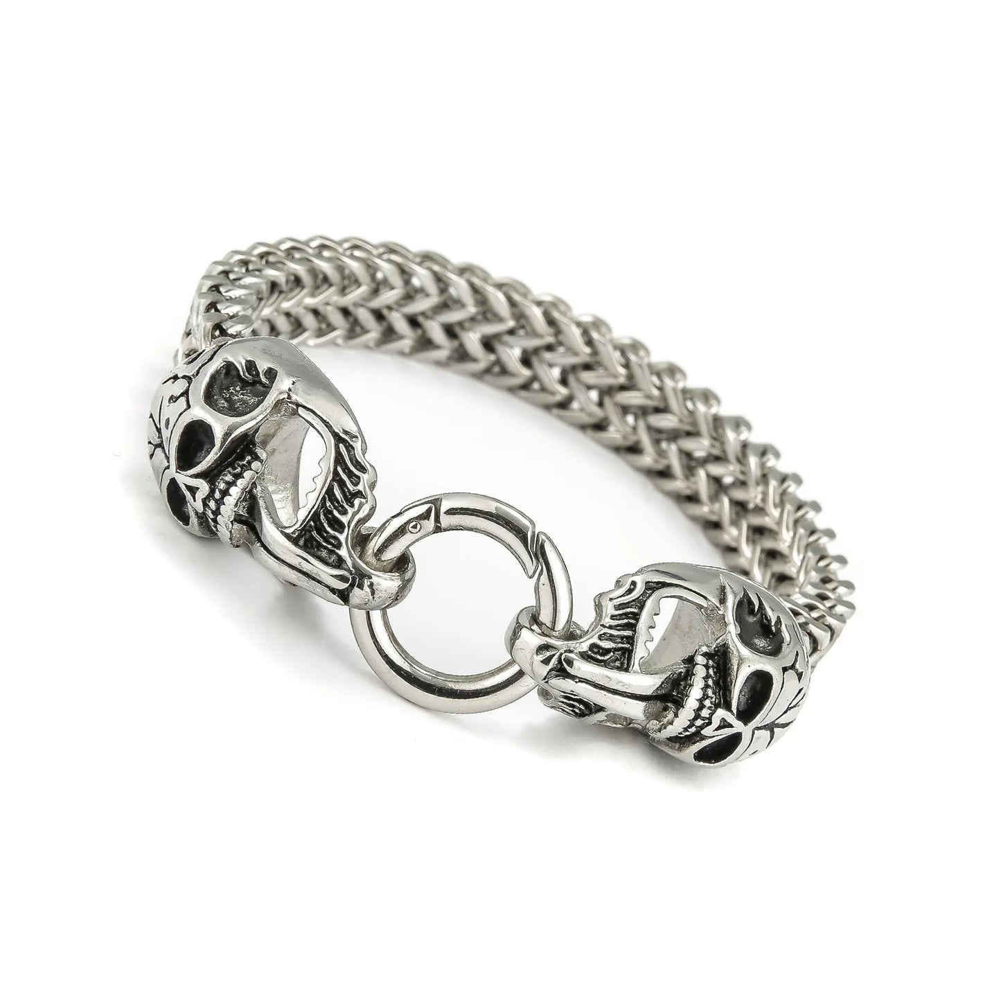 Bracelet inoxydable avec tête de mort pour homme, bijou gothique à breloques, idéal comme cadeau