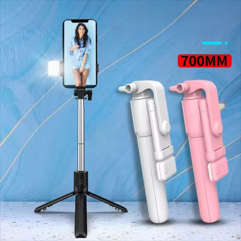 Perche Selfie Trépied Bluetooth avec Lumière LED & Télécommande Sans Fil pour iPhone et Android