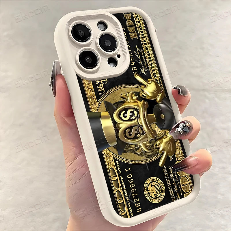 Coque de téléphone souple en TPU avec motif dollar américain pour iPhone 17 Air 16E 16 15 14 13 12 11 Pro Max X XR XS Max 7 8 Plus