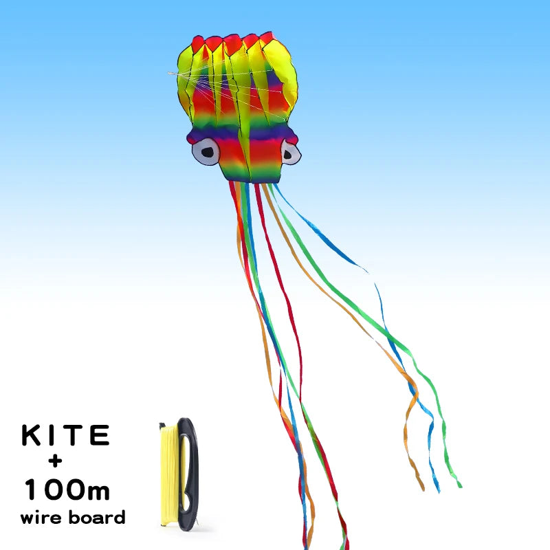 Cerf-volant géant en forme de pieuvre 3D, 5 m, avec ligne de pneu de 100 m, cerfs-volants géants en forme de pieuvre, jouets d'extérieur pour adultes