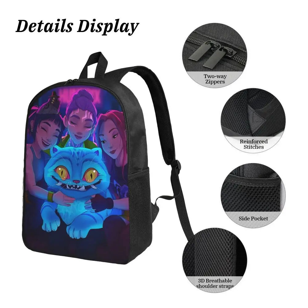 Ensemble de 3 sacs à dos Kpop Demon Hunters Huntrix pour enfants, boîtes à crayons, sacs à livres avec boîte à lunch pour écoliers