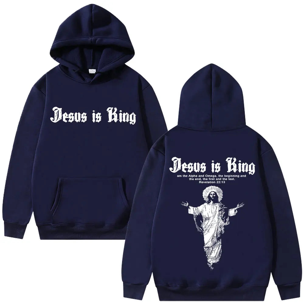 Sweat à capuche graphique Jésus est roi Vêtements religieux chrétiens Hommes Femmes Mode Gothique Rock Sweat-shirt Hip Hop Surdimensionné Streetwear