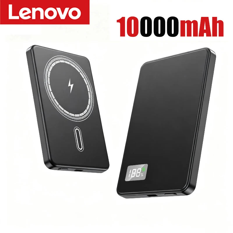 Batterie externe magnétique Lenovo 500 000 mAh, portable, sans fil, à charge rapide.