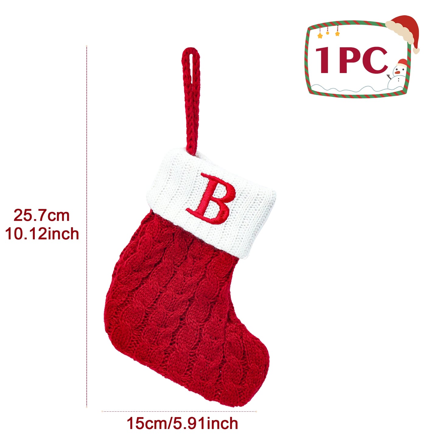 Chaussettes de Noël tricotées avec flocons de neige et lettres, décoration de Noël 2025 pour la maison, ornement pour sapin de Noël, cadeau pour Noël 2026