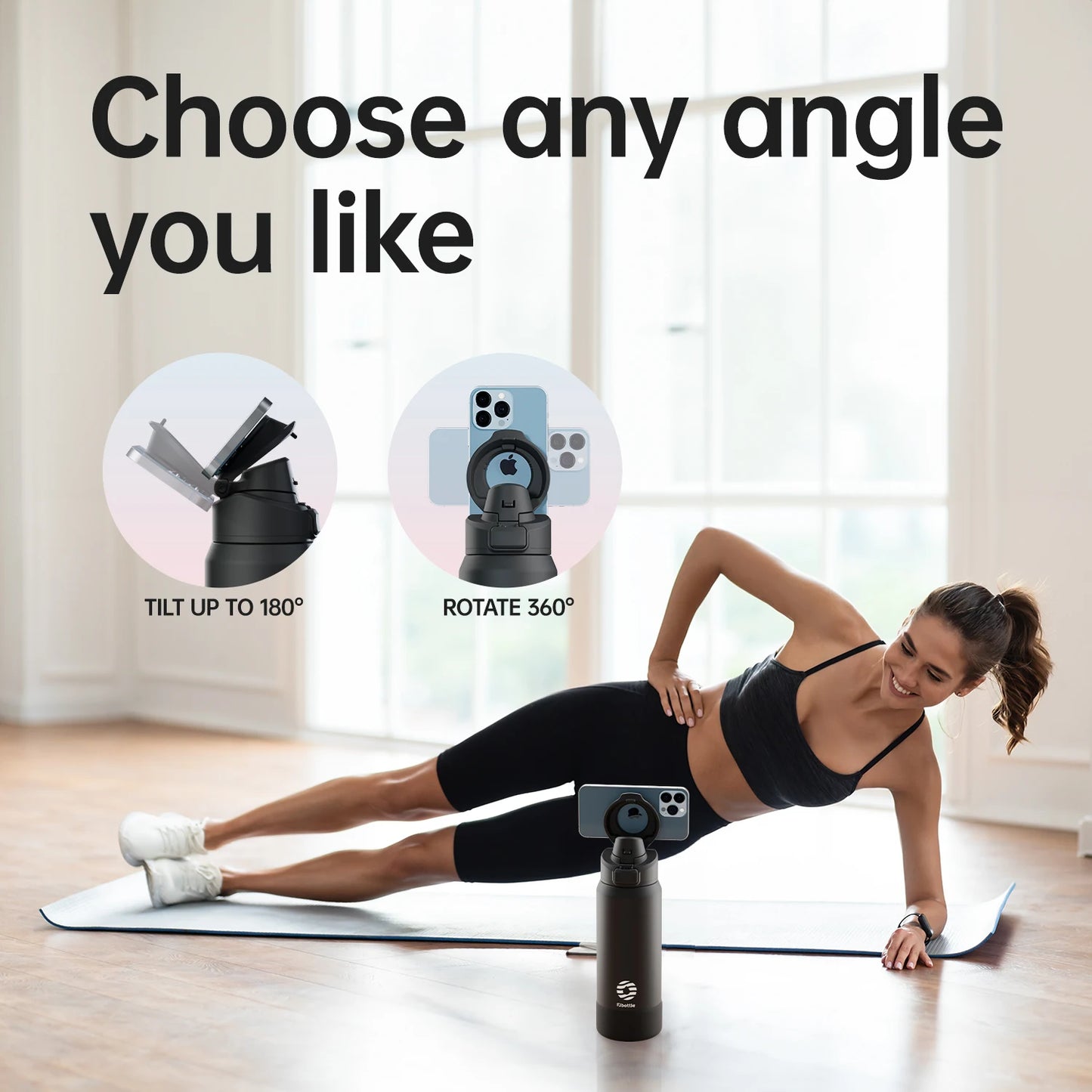 gourde isotherme magnétique en acier inoxydable avec support téléphone