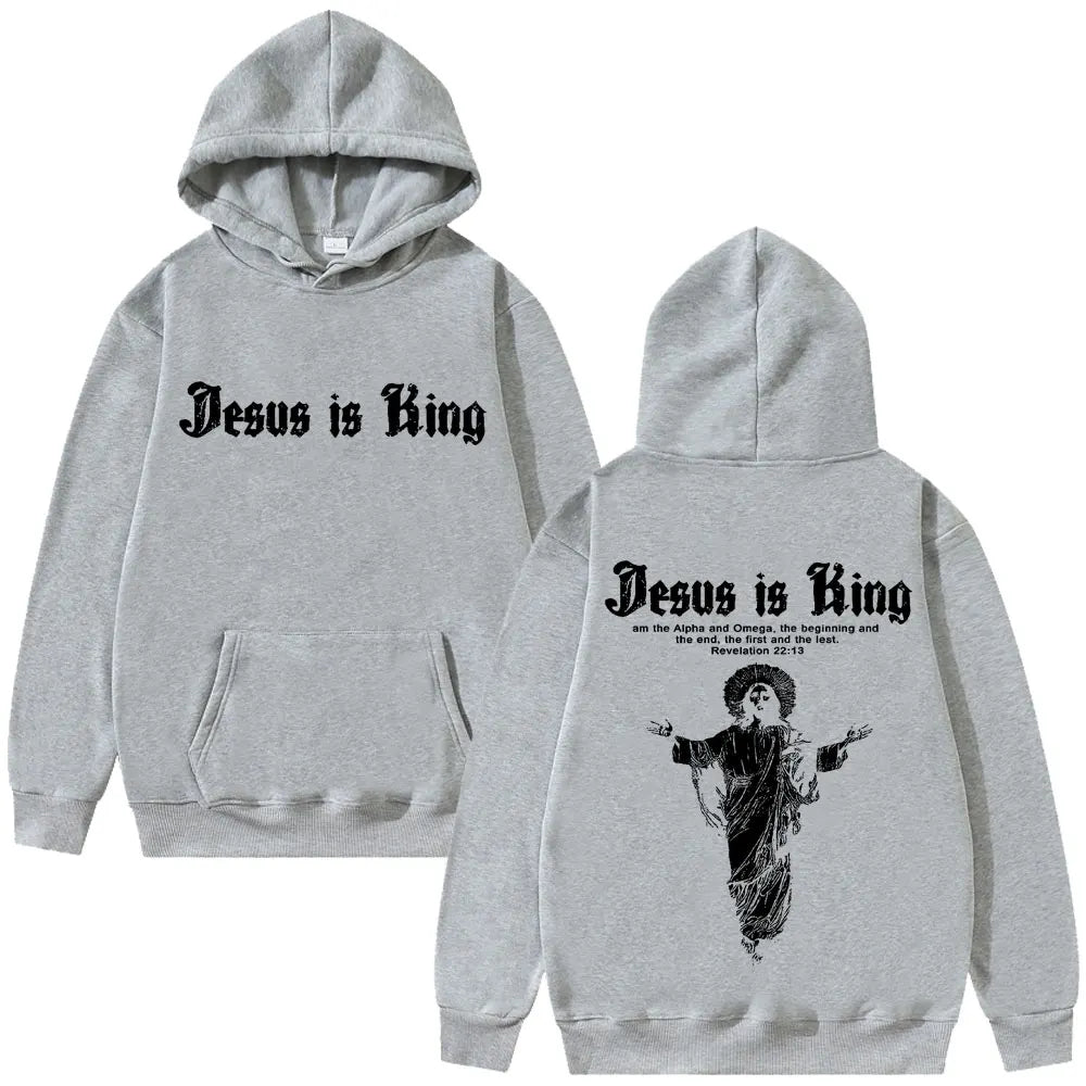 Sweat à capuche graphique Jésus est roi Vêtements religieux chrétiens Hommes Femmes Mode Gothique Rock Sweat-shirt Hip Hop Surdimensionné Streetwear