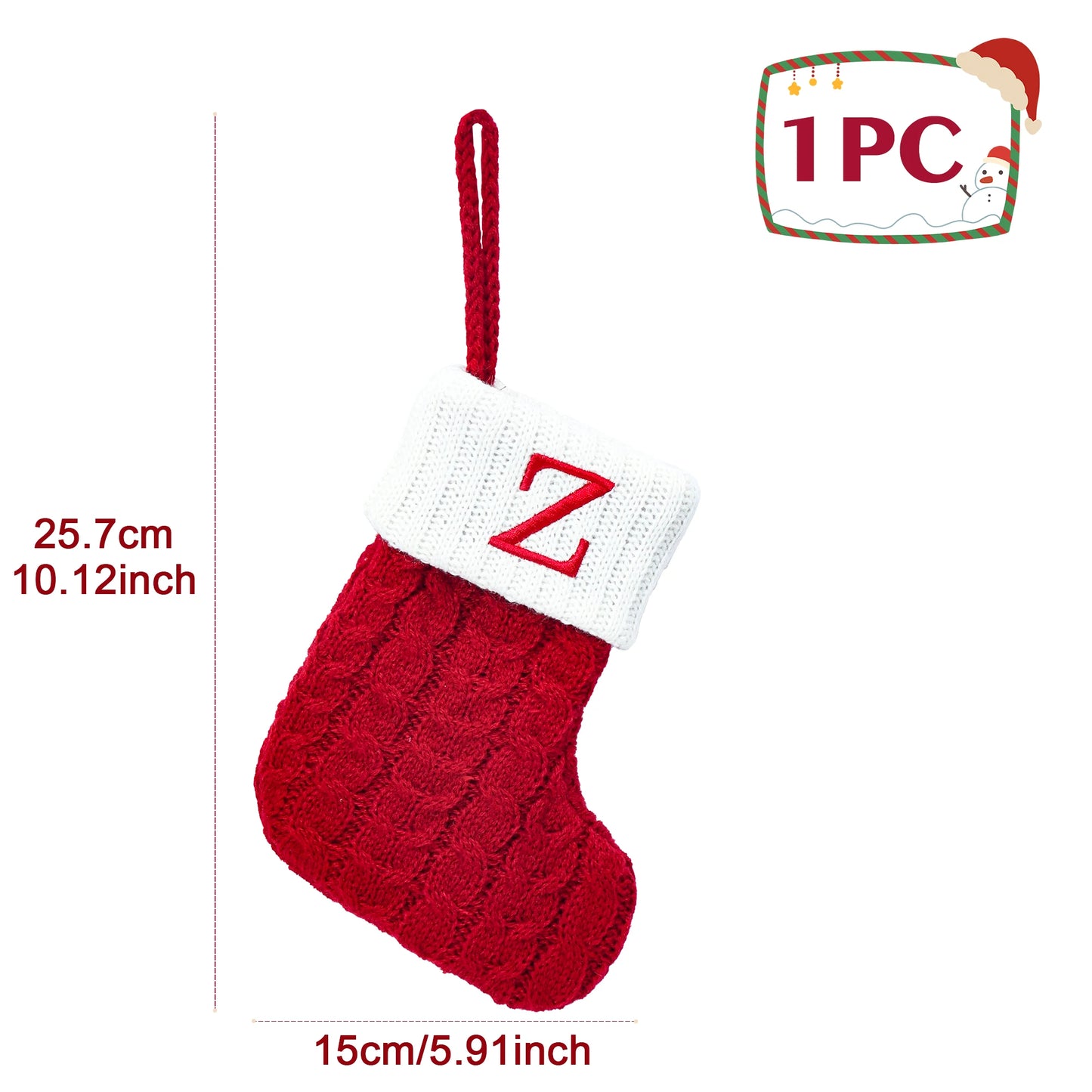 Chaussettes de Noël tricotées avec flocons de neige et lettres, décoration de Noël 2025 pour la maison, ornement pour sapin de Noël, cadeau pour Noël 2026