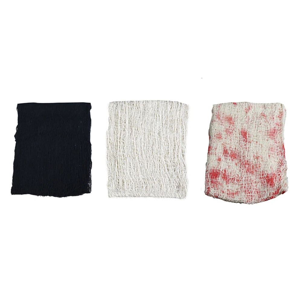 Décorations d'Halloween en gaze sanglante, bandage en tissu sanglant d'horreur, rideaux de porte, accessoires de fête de maison hantée d'Halloween