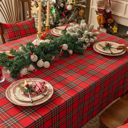 Nappe à carreaux de Noël rouge vert rectangulaire, nappe de fête vintage pour table à manger, pour la maison, le salon, décoration de Noël