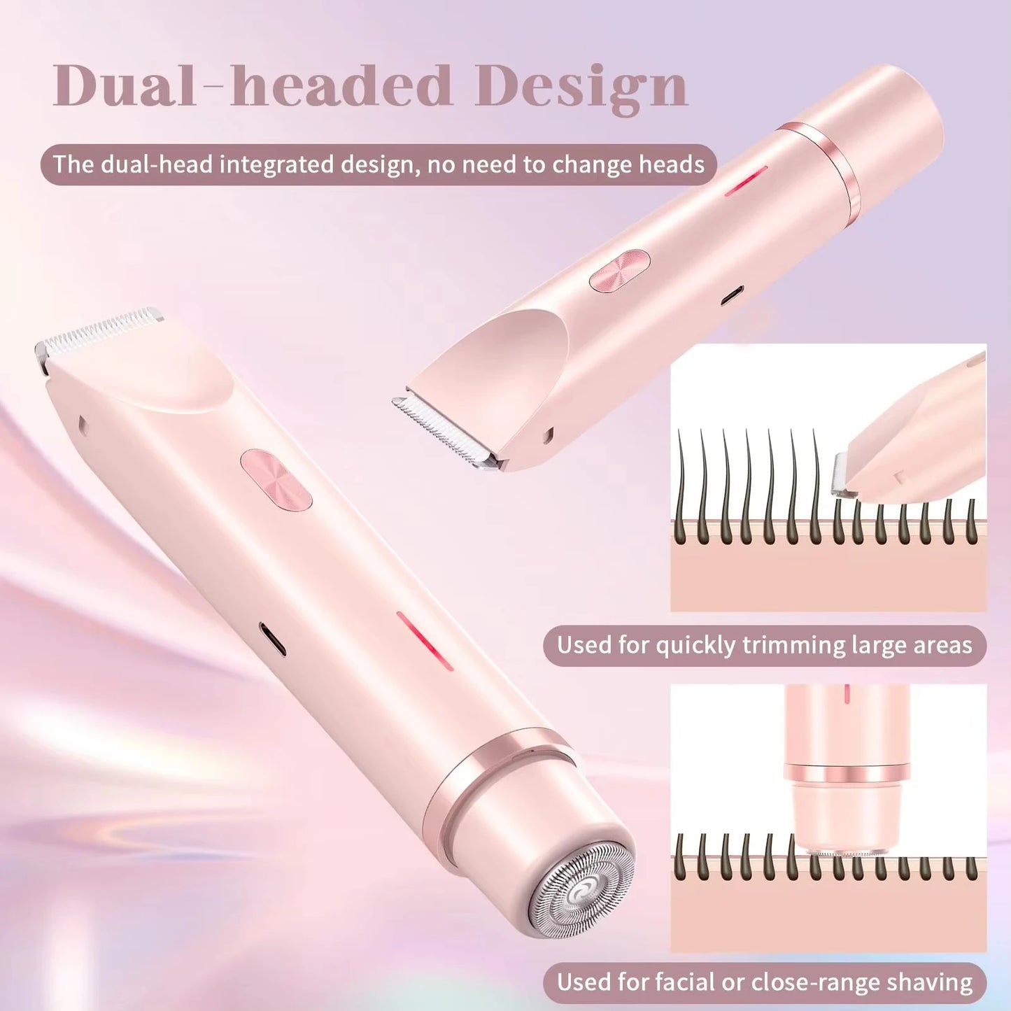 Rasoir électrique rechargeable étanche 2025, mini tondeuse bikini pour femmes, épilateur corporel double tête